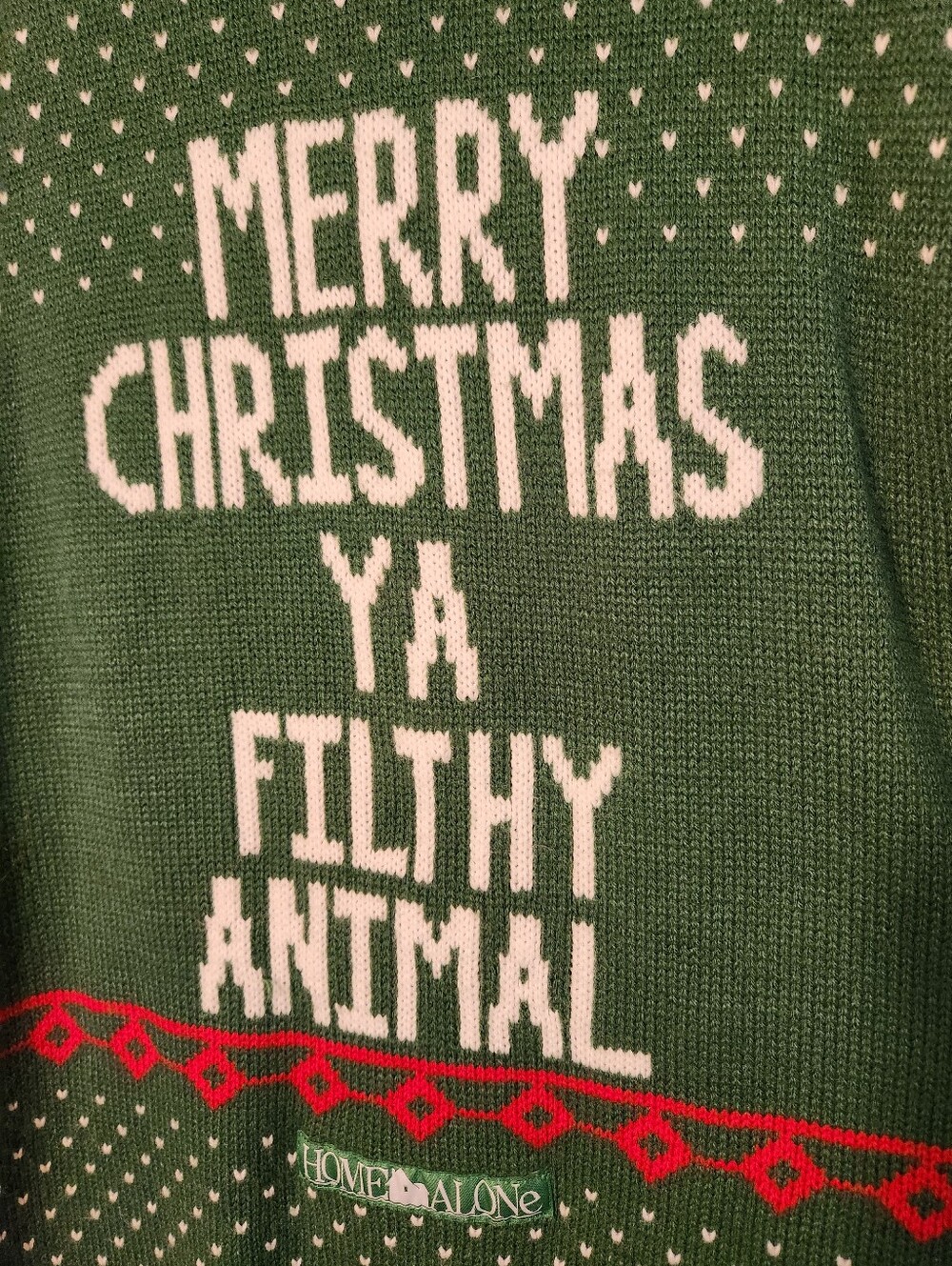 'Merry Christmas Ya Filthy Animal' Green Holiday Sweater